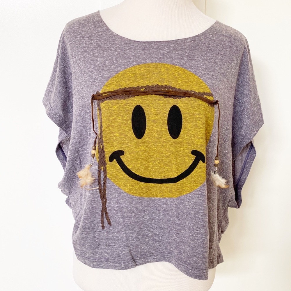 The Classic Purple Crop Top With Happy Face Sz L